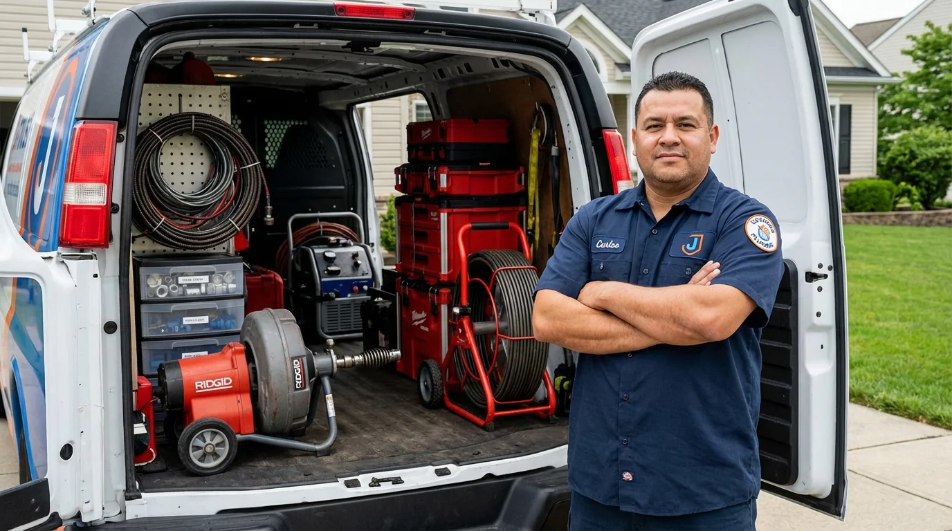 Professional drain cleaning equipment and Johns Plumbing LLC plumber in Beach Haven