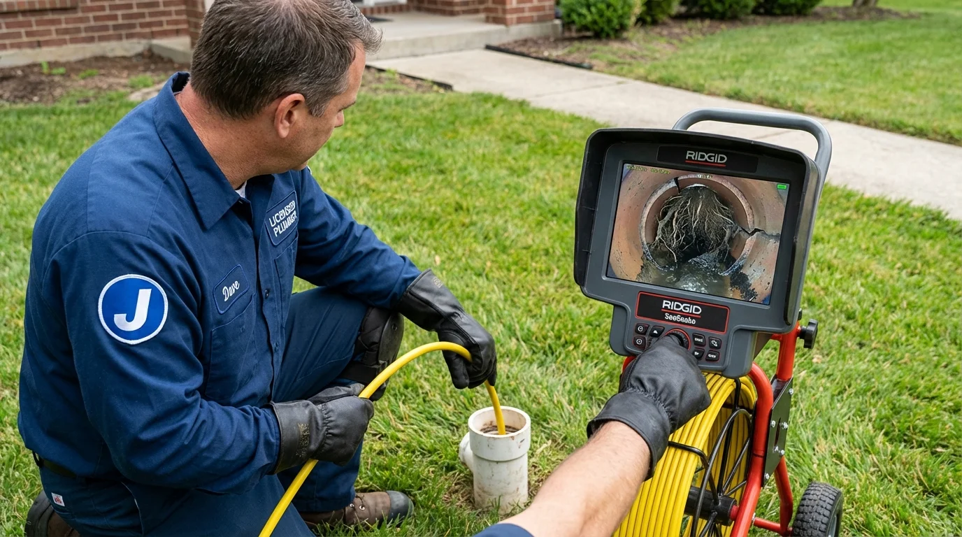 Sewer camera inspection being performed by Johns Plumbing LLC in Beach Haven