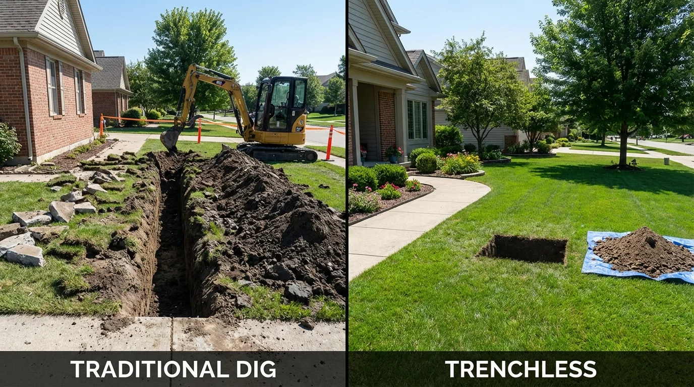 Trenchless sewer repair with minimal yard damage versus traditional excavation in Beach Haven, NJ